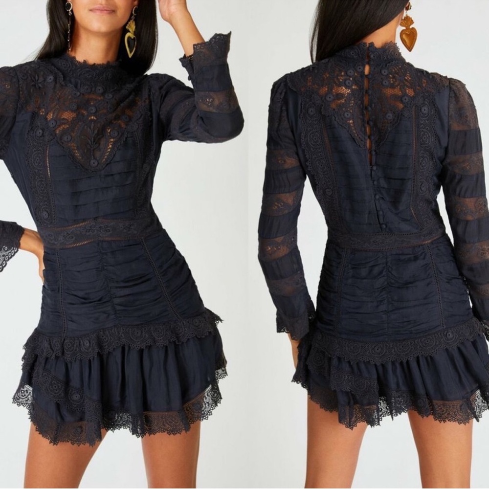 NWT LoveShackFancy Harmon Mini Shirted Lace Dress size 6 - Picture 2 of 10